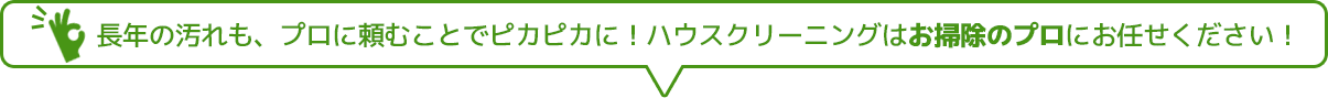 長年の汚れも、プロに頼むことでピカピカに！ハウスクリーニングはおそうじのプロにお任せください！